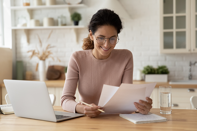 Woman reading a document